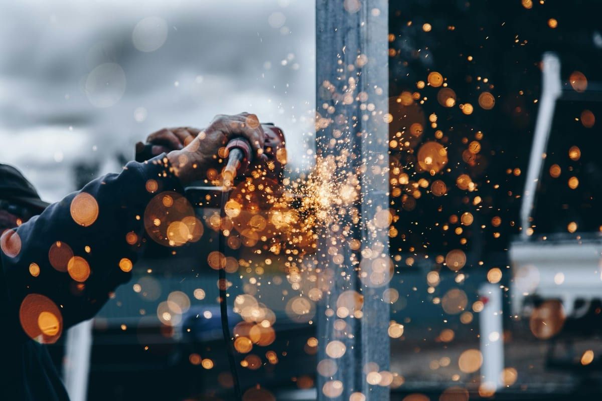 Industrial metalworking sparks